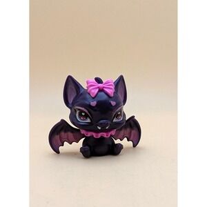 Littlest Pet Shop Purple Bat Figure Pink Bow Heart Eyes LPS Mini Toy